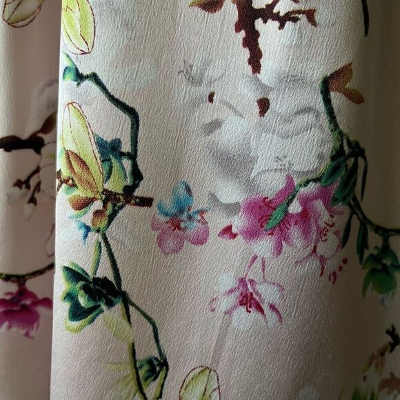 Staccato pastel peach floral satiny v-neck hi-low tank/camisole top blouse M - Picture 8 of 13